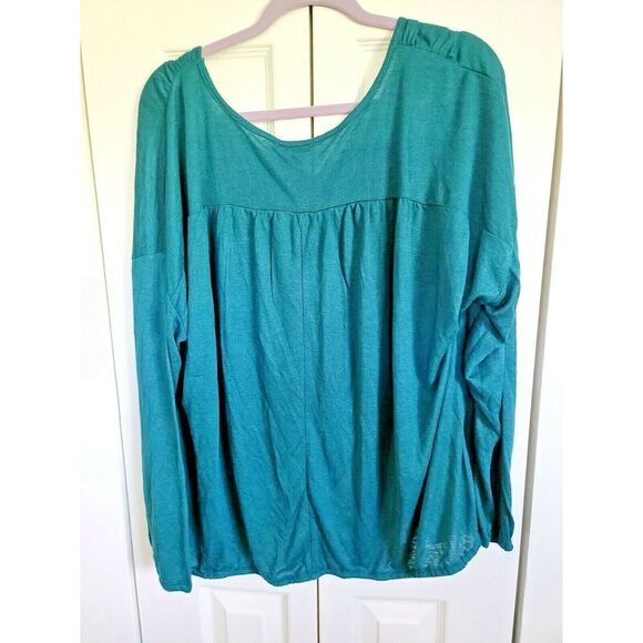 Lane
Bryant 26 28 Sweater Emerald Green Rouched Shoulder 3X Lightweight NWT NEW - Picture 7 of 7